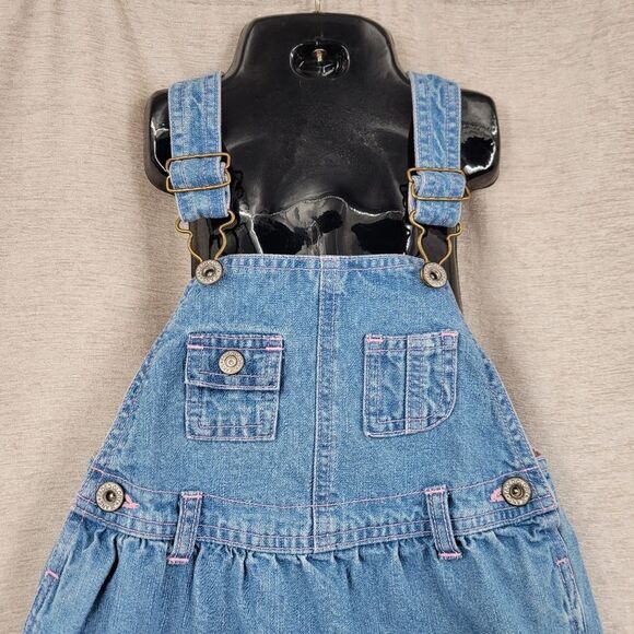 Faded Glory Vintage Y2K Denim Floral Embroidered Overall Skirt Jumper Dress - Picture 2 of 10